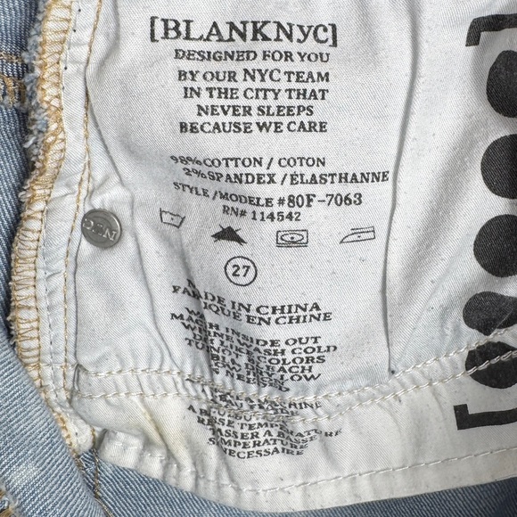 Blank NYC Faithful Acid Wash Distressed Denim Pencil Midi Skirt, Size 27 - Picture 7 of 7